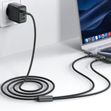 Cablu Acefast de date 2in1 (C22-02), Incarcare rapida, Type-C to 2x Type-C, 100W, 5A, Nylon Braid, CE, RoHS, EAC, 1.25m, negru
