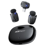 Microfon Acefast Microfoane lavaliera wireless (R2), Type-C, 360°, Reducere zgomot, Dual-mic Rec, 300mAh, Ultra-low Latency, negru