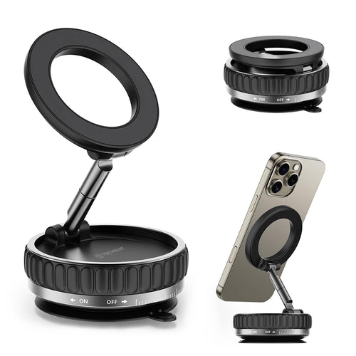 Suport auto Techsuit Premium VacuumGripX (S15), pentru Bord, Magnetic, N55, 360° Reglabil, Pliabil, negru