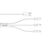 Cablu Blueo 3in1 Cablu de date, USB to 2x Type-C, Lightning, Incarcare rapida, Nylon Braided, 60W, 1.2m, alb