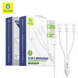 Cablu Blueo 3in1 Cablu de date, USB to 2x Type-C, Lightning, Incarcare rapida, Nylon Braided, 60W, 1.2m, alb