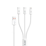 Cablu Blueo 3in1 Cablu de date, USB to 2x Type-C, Lightning, Incarcare rapida, Nylon Braided, 60W, 1.2m, alb