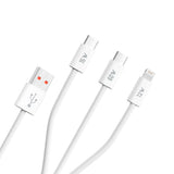 Cablu Blueo 3in1 Cablu de date, USB to 2x Type-C, Lightning, Incarcare rapida, Nylon Braided, 60W, 1.2m, alb