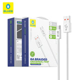 Cablu Blueo de date, USB-A to Type-C, Braided, Incarcare rapida, 6A, 1.5m, alb