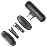 Microfon Acefast Microfoane lavaliera wireless (R1), Type-C, 360° Pickup Range, Reducere zgomot, 750mAh, Ultra-low Latency, negru