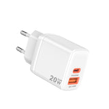 Incarcator retea Techsuit Duonix20W (CH2), Type-C, USB, Dual Travel Charger 20W, alb