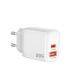 Incarcator retea Techsuit Duonix20W (CH2), Type-C, USB, Dual Travel Charger 20W, alb