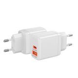 Incarcator retea Techsuit Duonix30W (CH1), Type-C, USB, Dual Travel Charger 30W, alb