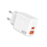 Incarcator retea Techsuit Duonix30W (CH1), Type-C, USB, Dual Travel Charger 30W, alb
