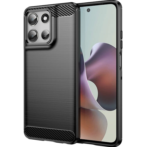 Husa pentru Motorola Moto G56, Techsuit Carbon Silicone, negru