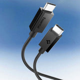Cablu Spigen de date Essential EB6020CC (ACA08720), Incarcare rapida, 2x Type-C, 60W, 480Mbps, 2m, negru