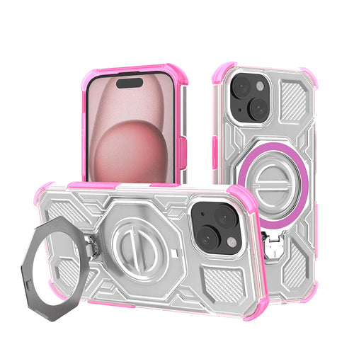Husa pentru iPhone 15, Techsuit Carbon Shield PRO, roz