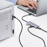 Hub USB UGREEN CM512 (50985), USB to 4x USB3.0, 1x Micro-USB, Plug & Play, 5Gbps, 0.15m, negru