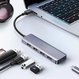 Hub USB UGREEN CM512 (50985), USB to 4x USB3.0, 1x Micro-USB, Plug & Play, 5Gbps, 0.15m, negru