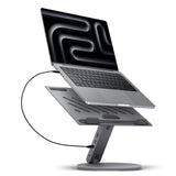 Spigen Laptop Holder LD204H (AMP08885), cu integrat Hub 2x USB, 3x Type-C, HDMI, 360° Rotation, reglabil, Secure Grip, Argintiu