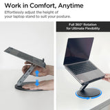 Spigen Laptop Holder LD204H (AMP08885), cu integrat Hub 2x USB, 3x Type-C, HDMI, 360° Rotation, reglabil, Secure Grip, Argintiu