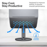 Spigen Laptop Holder LD204H (AMP08885), cu integrat Hub 2x USB, 3x Type-C, HDMI, 360° Rotation, reglabil, Secure Grip, Argintiu