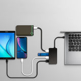 Hub USB Techsuit Docking station QuantumNode 4 in 1 (H16), USB-C to 4x USB 3.0, ABS, negru