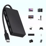 Hub USB Techsuit Docking station QuantumNode 4 in 1 (H16), USB-C to 4x USB 3.0, ABS, negru