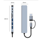 Hub USB Techsuit Docking station DataBridge 8 in 1 (H9), USB, Type-C to 4x USB, Type-C, 3.5mm Jack, TF/SD Card, gri