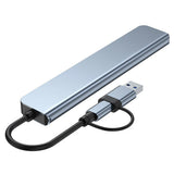 Hub USB Techsuit Docking station DataBridge 8 in 1 (H9), USB, Type-C to 4x USB, Type-C, 3.5mm Jack, TF/SD Card, gri