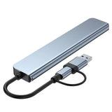 Hub USB Techsuit Docking station DataBridge 7 in 1 (H6), USB, Type-C to USB 3.0, 4x USB 2.0, 2x Type-C, gri