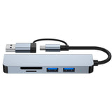 Hub USB Techsuit Docking station DataBridge 5 in 1 (H7), USB, Type-C to USB 3.0, 2x USB 2.0, SD/TF Card, gri