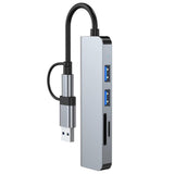 Hub USB Techsuit Docking station DataBridge 5 in 1 (H7), USB, Type-C to USB 3.0, 2x USB 2.0, SD/TF Card, gri