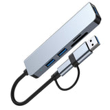 Hub USB Techsuit Docking station DataBridge 5 in 1 (H7), USB, Type-C to USB 3.0, 2x USB 2.0, SD/TF Card, gri