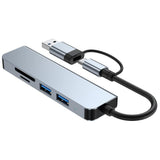 Hub USB Techsuit Docking station DataBridge 5 in 1 (H7), USB, Type-C to USB 3.0, 2x USB 2.0, SD/TF Card, gri