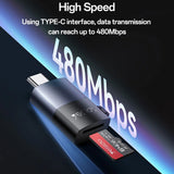 Cititor de carduri Yesido Card Reader (GS37), Type-C, High-speed, Aluminum Alloy, Support 1TB, Plug and Play, TF Card, negru