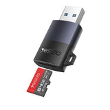 Cititor de carduri Yesido Card Reader (GS36), USB, High-speed, Aluminum Alloy, Support 1TB, Plug and Play, TF Card, negru