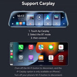 Yesido Rearview Mirror cu Dash Cam (KM24), Carplay, Android Auto, AirPlay, BT5.2, reglabil Camera, Negru