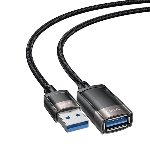 Adaptor Yesido Extension Adapter (GS26), USB 2.0, cu 1.5m Cable, Braided, High-Speed Transmission, Gri