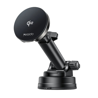 Suport auto Yesido cu Incarcare Wireless (DS30), pentru Bord/Parbriz/Grila ventilatie, Type-C, 15W, Qi2.0, negru