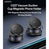Suport auto Yesido Suport auto (C227), Magnetic Ventuza vacuum, pentru Bord, 360, 16N, Universal, negru