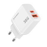 Incarcator retea Techsuit Duonix30W (CH1), Type-C, USB, Dual Travel Charger 30W, alb