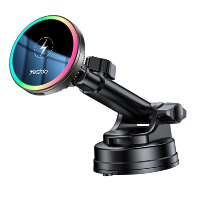 Suport auto Yesido cu Incarcare Wireless (C315), pentru Air Outlet/Bord, Magnetic, Intelligent Management, 15W, negru