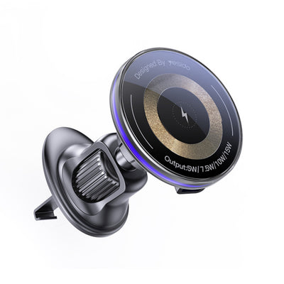 Suport auto Yesido cu Incarcare Wireless (C308), pentru Grila ventilatie, Flowing Lumina, Multi Pliabil Clema Brat, Type-C, 15W, negru