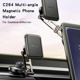 Suport auto Yesido Suport auto (C264), Magnetic, pentru Bord/Parbriz, 360A°, Pliabil Clema Brat, Zinc Alloy, negru