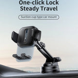 Suport auto Yesido Suport auto (C261), pentru Bord/Parbriz, 360A°, Anti-slip, Transparent Panel, Telescopic Brat, Auto Clip, negru