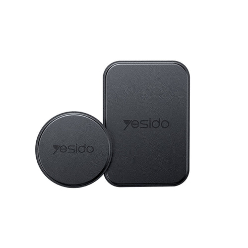 Suport auto Yesido (2 pack) Metal Placa (C207), Round + Rectangle Shapes, Leather Pattern, Universal, negru