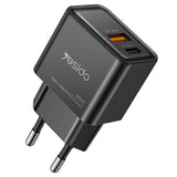 Incarcator retea Yesido Incarcator retea (YC64), Dual Port Type-C + USB-A, Incarcare rapida, GaN Technology, PD30W, negru