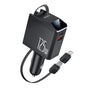 Incarcator auto Yesido 4in1 Incarcator auto (Y71), cu Type-C Retractabil Cable + Lightning Adapter, Dual Port USB-A + Type-C, 125W, Afisaj LED, negru