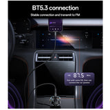 Modulator FM Yesido Modulator FM si Incarcator auto (Y70), Dual port USB-C + USB-A, Bluetooth 5.3, 15W, negru