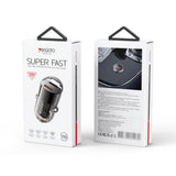 Incarcator auto Yesido Mini Incarcator auto (Y69), Dual port Type-C, PD30W, Aliaj aluminiu, Incarcare rapida, negru