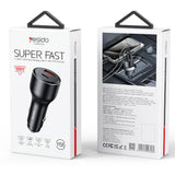 Incarcator auto Yesido Incarcator auto (Y65), Dual port USB-A + Type-C, PD100W, Aliaj aluminiu, Super Incarcare rapida, negru