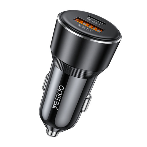 Incarcator auto Yesido Incarcator auto (Y64), Dual port USB-A + Type-C, 50W, Multi Protection, Incarcare rapida, negru