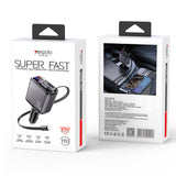 Incarcator auto Yesido 4in1 Incarcator auto (Y63), cu 2x Retractabil Cable, LED Ambient Light, Incarcare rapida, 117W, gri