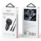 Incarcator auto Yesido Incarcator auto (Y60), Cable Type-C to Lightning Included, Lightning/USB-A/USB-C Ports, 38W, Incarcare rapida, negru